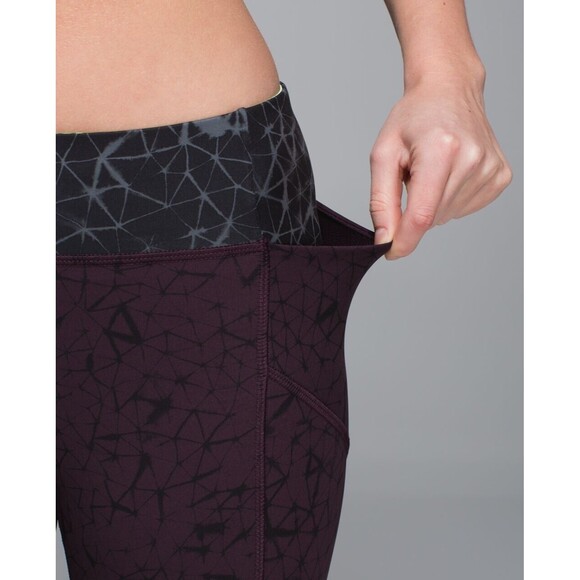 Lululemon Stash It Crop Leggings Womens 8 Burgundy Star Crushed Black Cherry - Picture 7 of 16